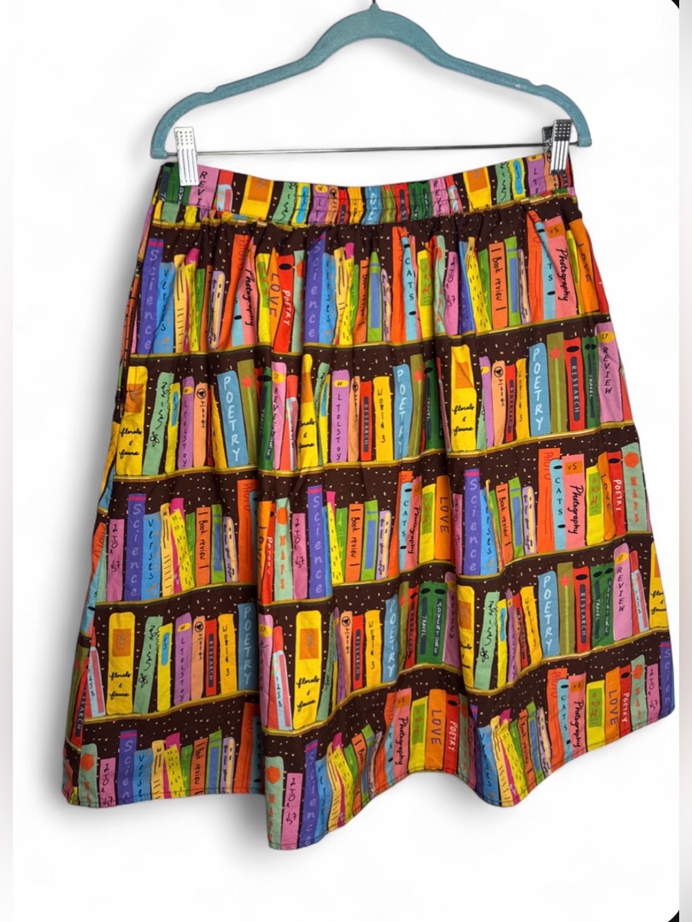 ModCloth Literary Flirt Book Library Skirt Midi Novelty Bookshelf Whimsy Booktok - Picture 10 of 13